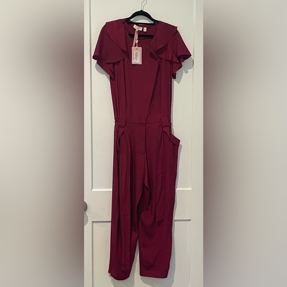 Ted Baker Deep Pink Draped Sleeve Jumpsuit - Picture 1 of 4
